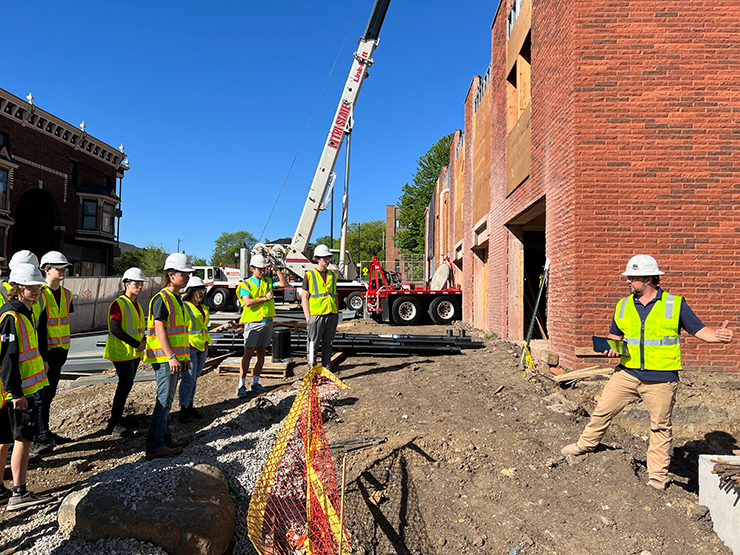 Muscatine High School students tour 304 Iowa Avenue, the future Stanley Center home
