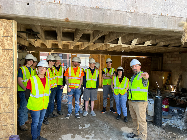 Muscatine High School students tour 304 Iowa Avenue, the future Stanley Center home