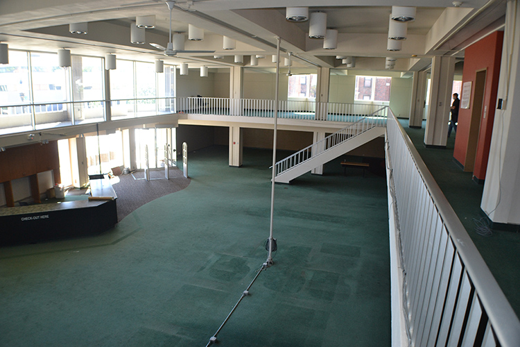 Interior of the Musser Public Library during a site visit. (NM photo) 2024/07/NM-MusserLibrarySiteVisit_0235.jpg 