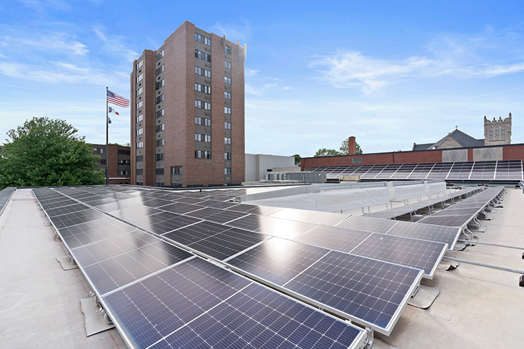 The solar panels on the roof. (Clay Whisler photo) 2024/07/stanley-center-2024-132-CW-750x500-1.jpg 
